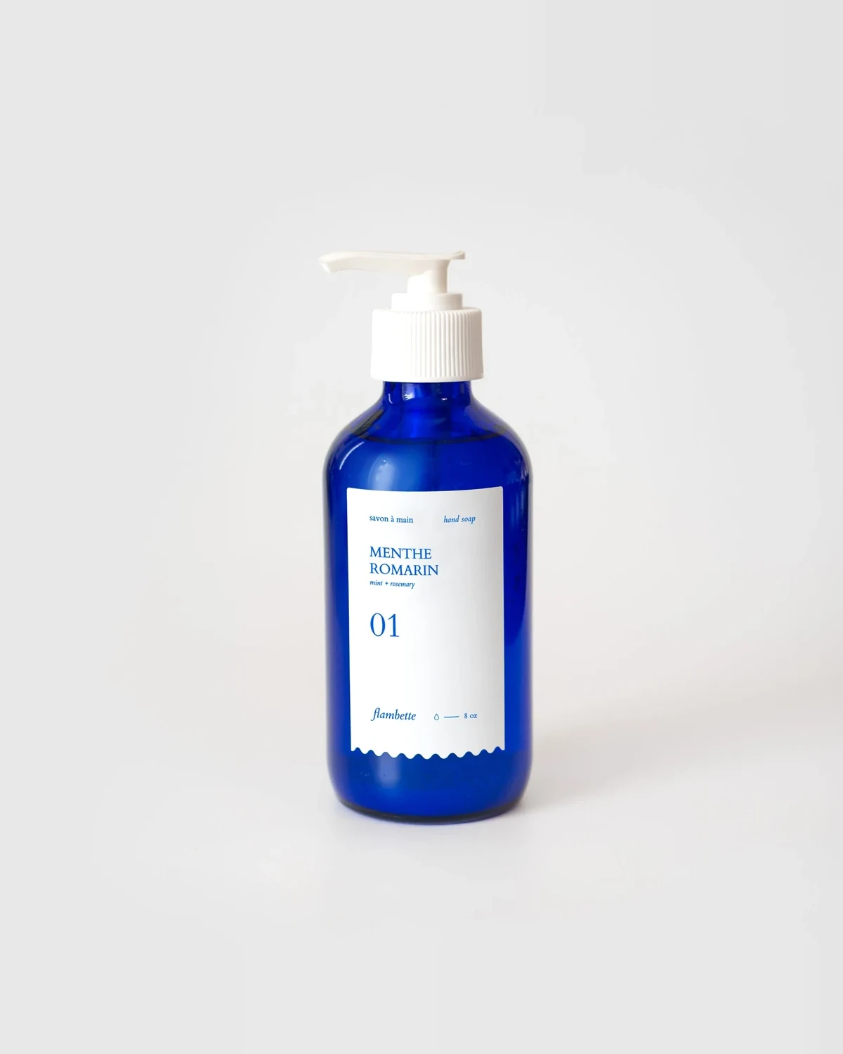 Flambette Hand Soap in Rosemary + Mint, 8 oz, official Flambette photograph