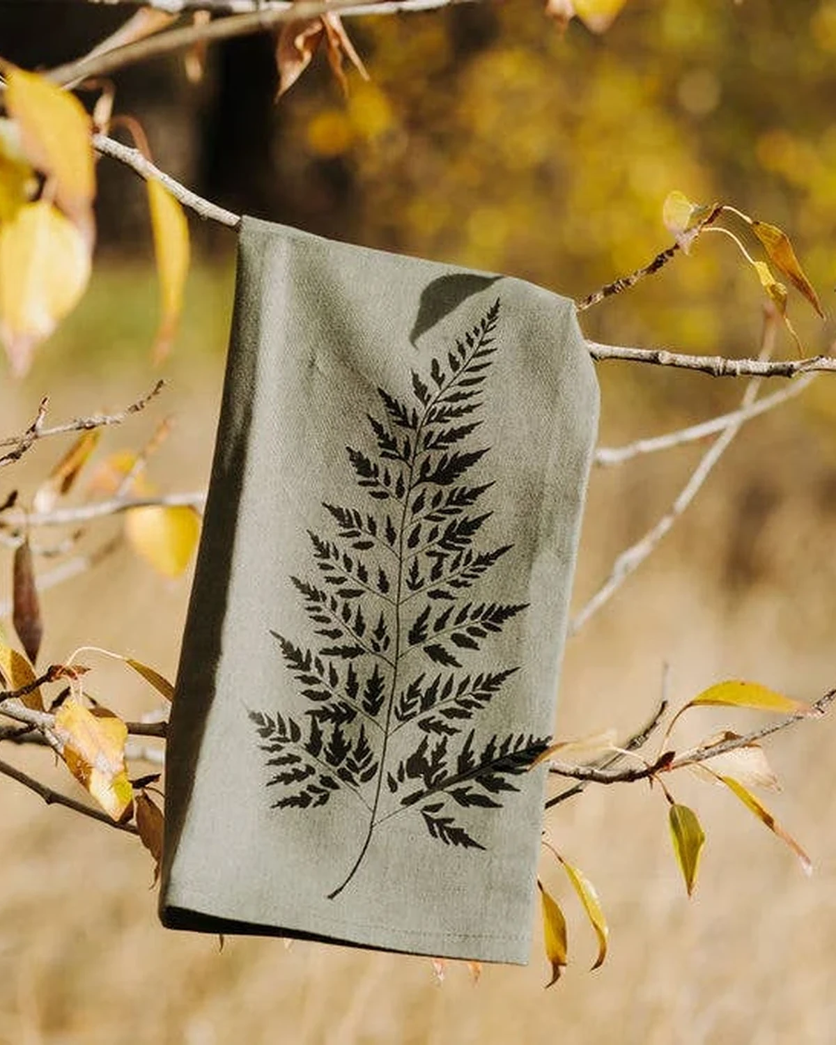 Leafy Fern Forest Green Tea Towel by Your Green Kitchen